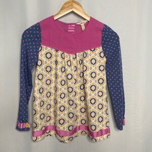Matilda‎ Jane Girls Size 10 Mixed Print Tunic Top Polka Dot Medallion Pink Blue